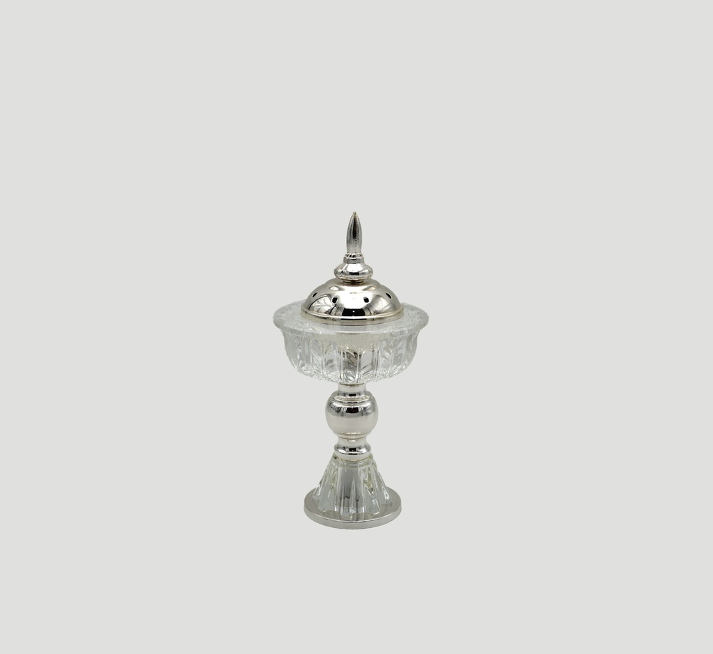 Crystal Incense Burner with Silver Cover