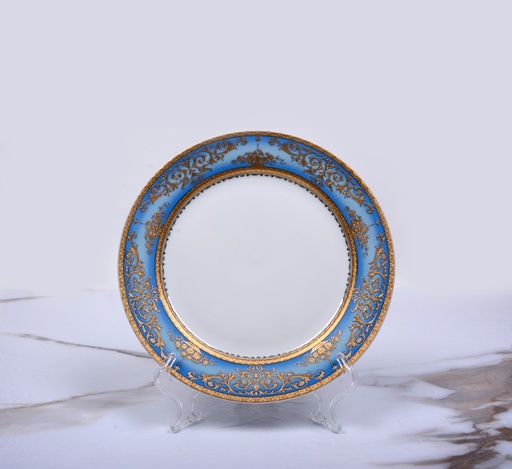[SELINA CASABLANCA BL GOLD] طقم سفرة  بورسلان منقوش باللون الذهبي والازرق