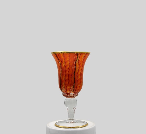[P.BABBO WH RED G] Crystal juice tumblers with a base