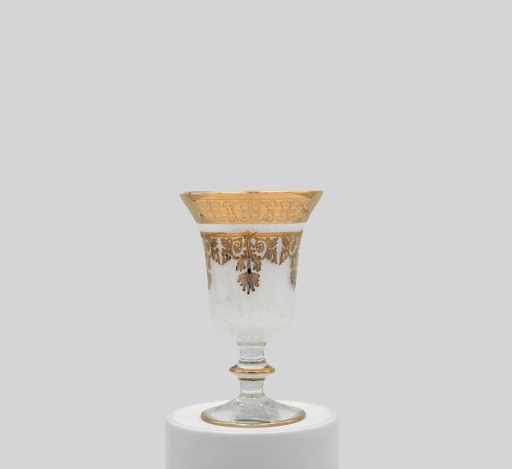 [NO.2296 WHITE GOLD] كاسات عصير كرستال بقاعدة