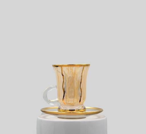 [P.BABBO WH AMBER G] Tea cups with plates